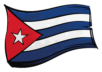 Image showing Painted Cuba flag waving in wind