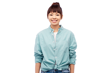 Image showing happy asian woman over white background