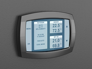 Image showing Black smart thermostat