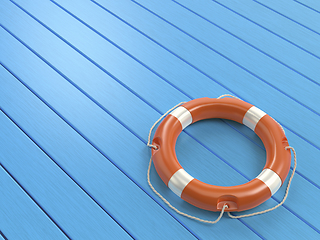 Image showing Lifebuoy on blue floor
