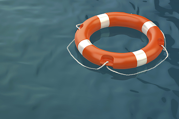 Image showing Orange lifebuoy ring