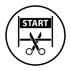 Image showing Scissors Cutting Tape Between Start Gate Icon