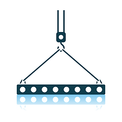 Image showing Icon Of Slab Hanged On Crane Hook By Rope Slings