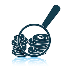 Image showing Magnifying over coins stack icon