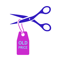 Image showing Scissors Cut Old Price Tag Icon