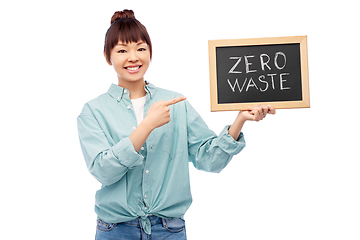 Image showing asian woman holds chalkboard with zero waste words