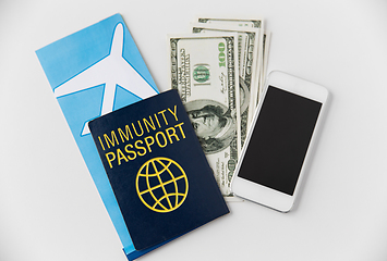 Image showing immunity passport and air tickets for travel