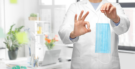 Image showing doctor with medical mask showing ok at hospital