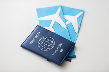 Image showing immunity passport and air tickets for travel