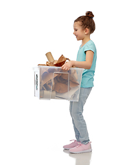 Image showing smiling girl sorting paper waste