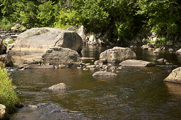 Image showing Large Rocks in the Au Sable River Lake Placid New York