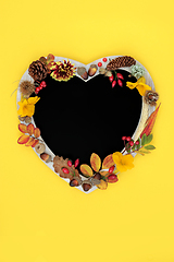 Image showing Thanksgiving and Fall Heart Shaped Harvest Nature Frame