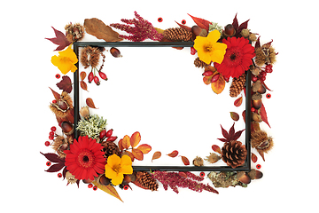 Image showing Symbols of Autumn Season Nature Background Border