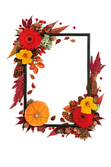 Image showing Colourful Autumn Halloween Abstract Floral Frame