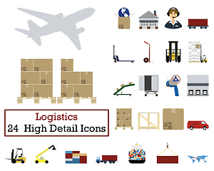 Image showing Set of 24  Logistics Icons