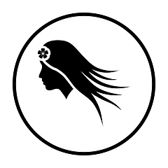 Image showing Woman Head With Flower In Hair Icon