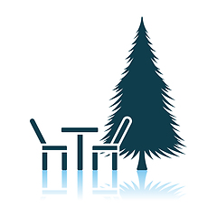 Image showing Park Seat And Pine Tree Icon