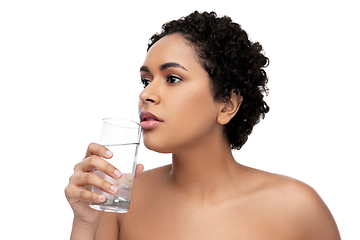 Image showing young african american woman with glass of water