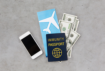 Image showing immunity passport and air tickets for travel