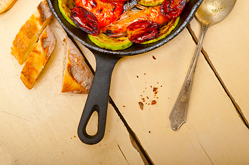 Image showing roasted shrimps with zucchini and tomatoes