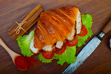 Image showing savory croissant brioche bread with chicken breast