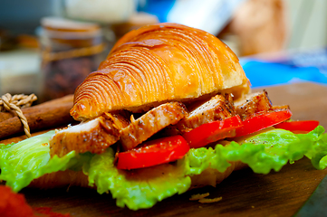 Image showing savory croissant brioche bread with chicken breast