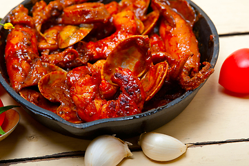 Image showing fresh seafoos stew on an iron skillet