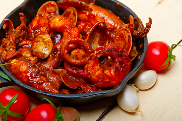 Image showing fresh seafoos stew on an iron skillet