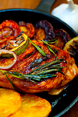 Image showing roasted grilled BBQ chicken breast with herbs and spices