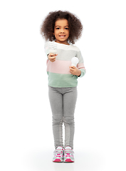 Image showing african american girl with different light bulbs