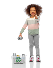 Image showing happy african american girl sorting metallic waste