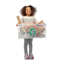 Image showing smiling african american girl sorting paper waste