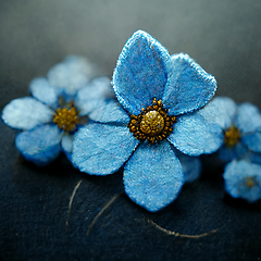 Image showing Bunch of small blue forget me not flowers. 