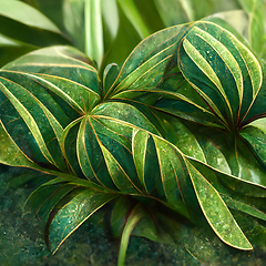 Image showing Nature view of green tropical plants leaves  background.