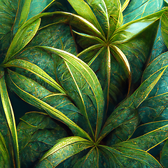 Image showing Nature view of green tropical plants leaves  background.