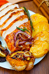 Image showing roasted grilled BBQ chicken breast with herbs and spices