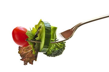 Image showing Fresh vegetables on a fork