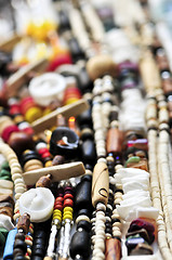 Image showing Wood and seashell bead necklaces