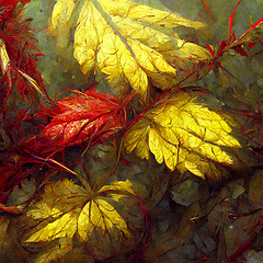 Image showing Autumn pattern with colorful red and yellow leaves.