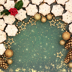 Image showing Christmas Mince Pies Festive Background with Decorations