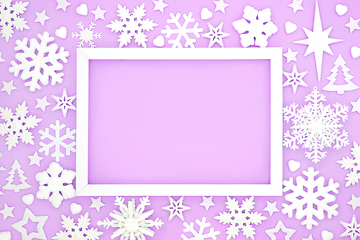 Image showing Christmas Festive Snowflake Star  and Heart Background Frame