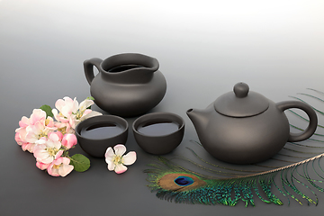 Image showing Japanese Apple Blossom Flower Tea Ceremony