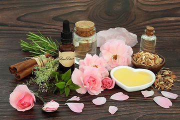 Image showing Mystical and Wiccan Magical Love Potion Ingredients 