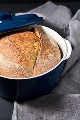 Image showing homemade craft bread in ceramic baking dish