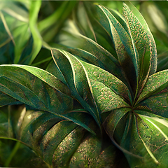 Image showing Nature view of green tropical plants leaves  background.