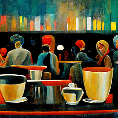 Image showing People meeting in cafe, drinking beer in pub, sitting at table o
