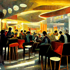 Image showing People meeting in cafe, drinking beer in pub, sitting at table o