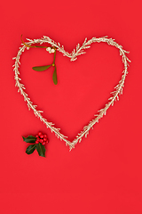 Image showing Christmas Heart Shape Wreath Symbol 