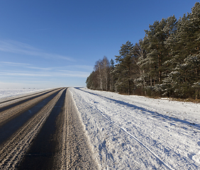 Image showing Asphalt road in winter