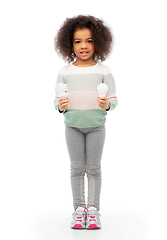 Image showing african american girl with different light bulbs